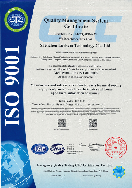 CHINA Shenzhen Luckym Technology Co., Ltd. certificaten